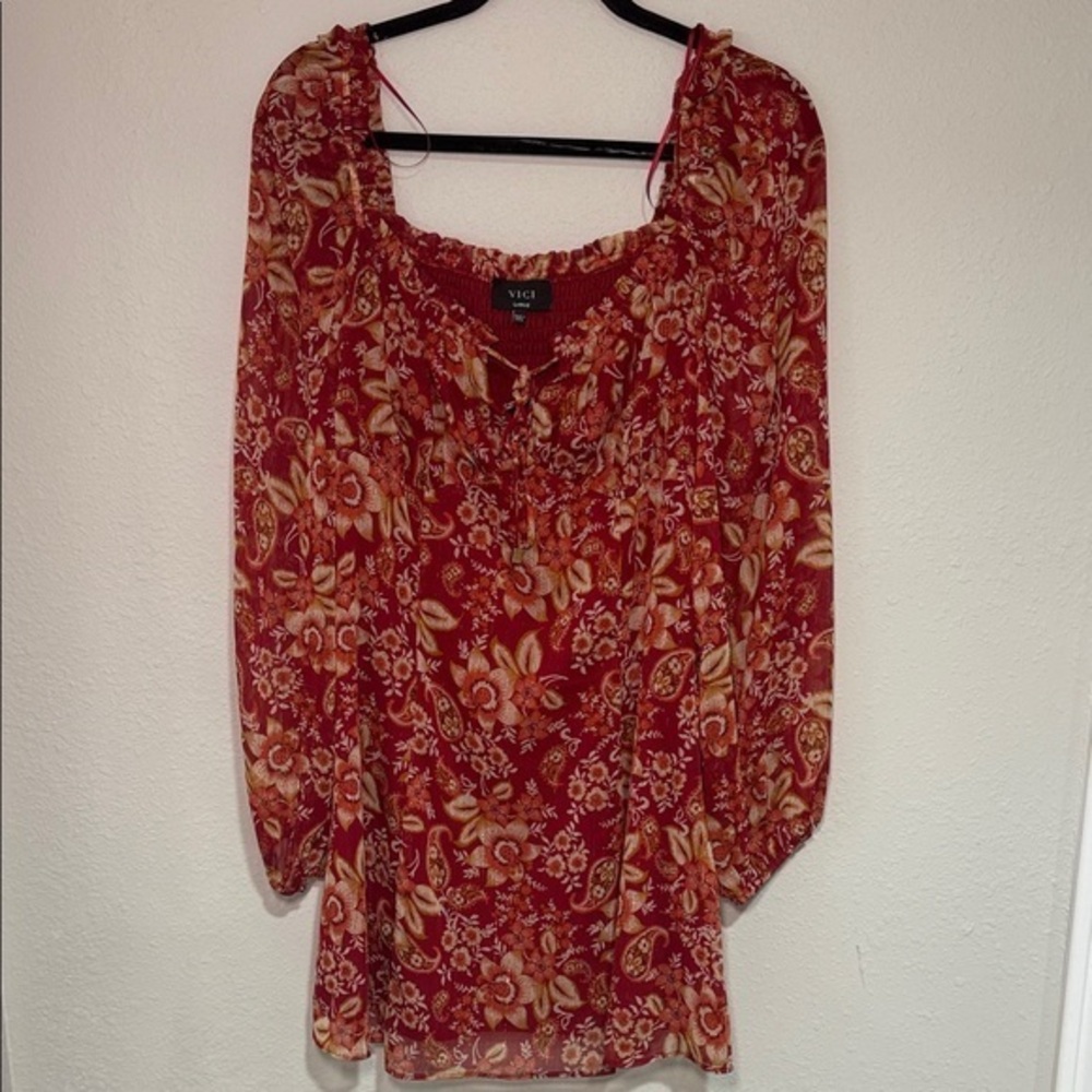Vici Burgundy Floral fall dress
